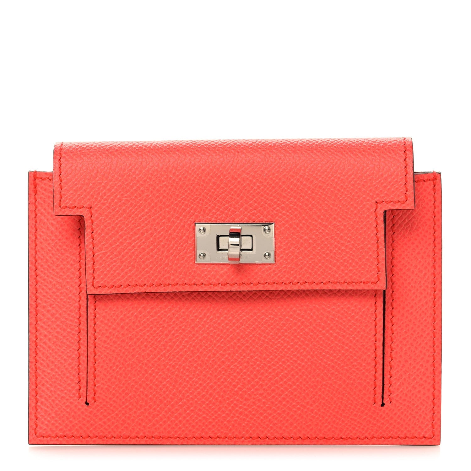 Chevre Mysore Kelly Pocket Compact Wallet Rose Texas