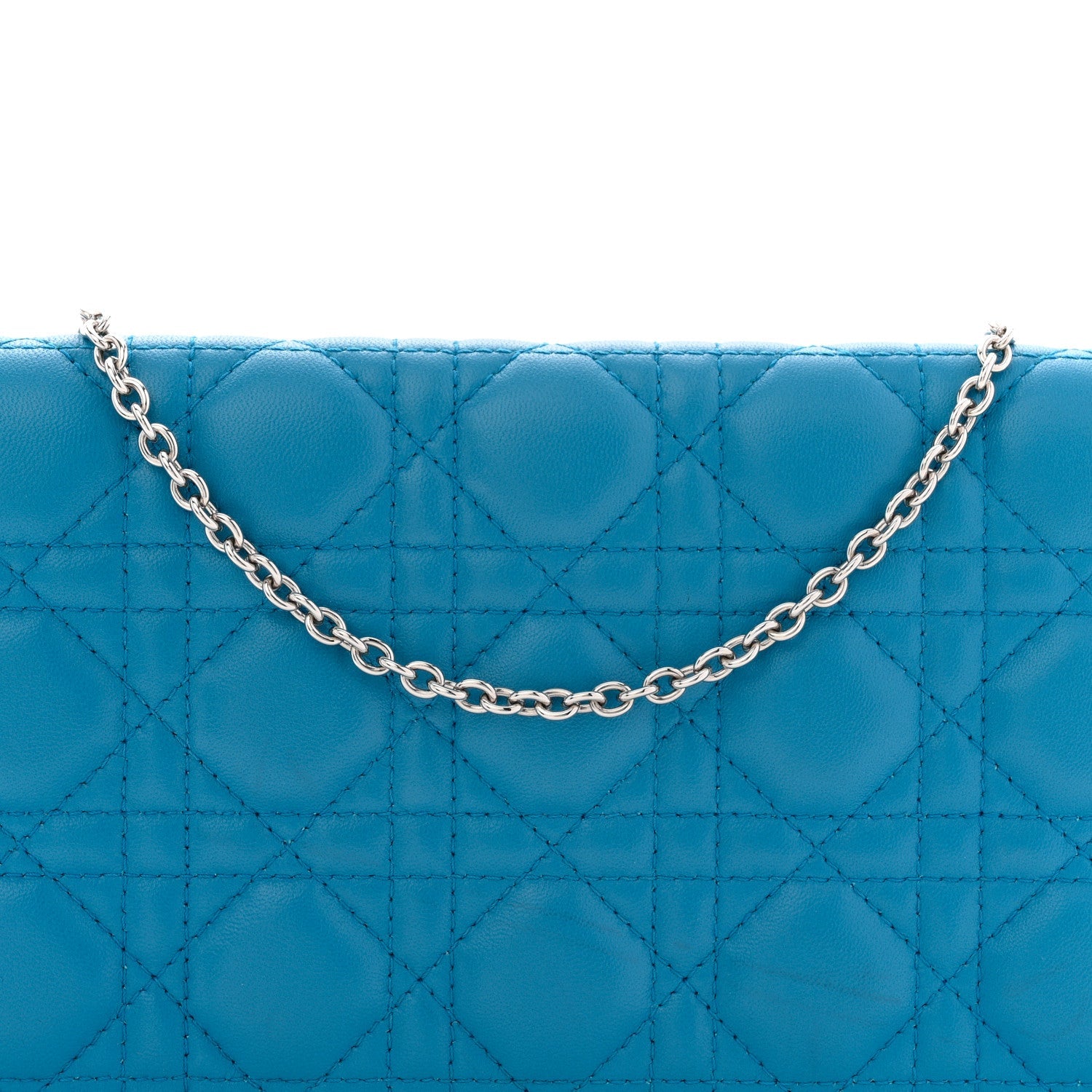 Lambskin Cannage Lady Dior Convertible Clutch Blue