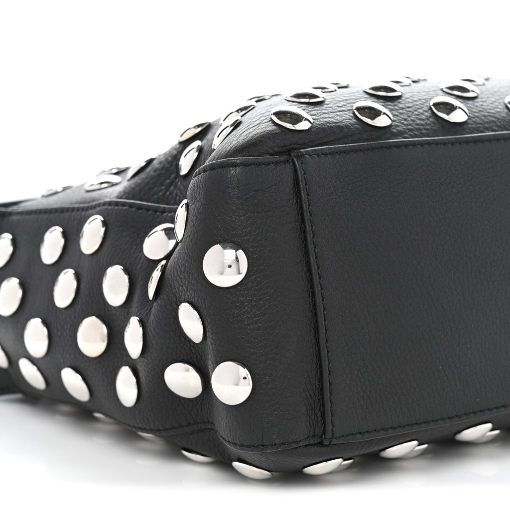 Pebbled Sport Calfskin Studded Elena Black
