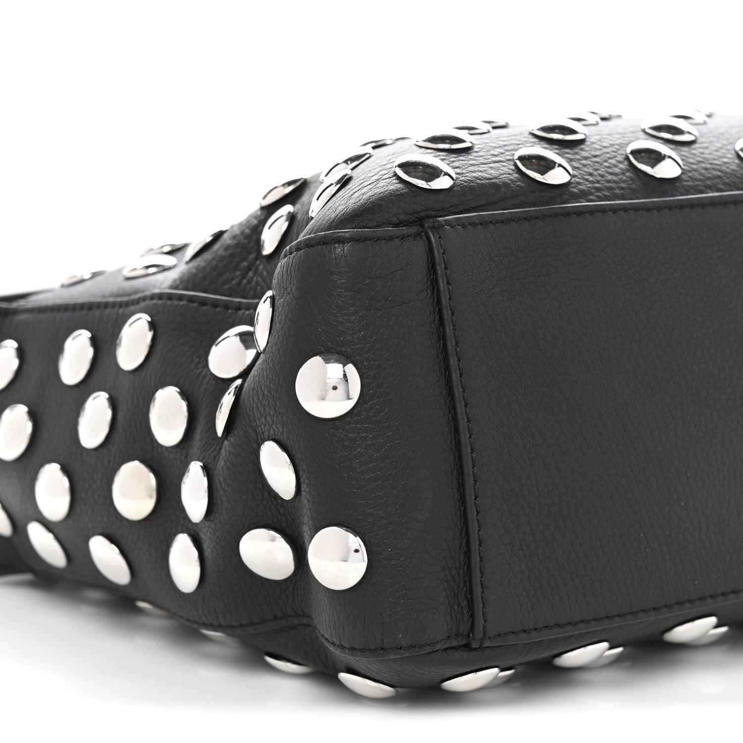Pebbled Sport Calfskin Studded Elena Black