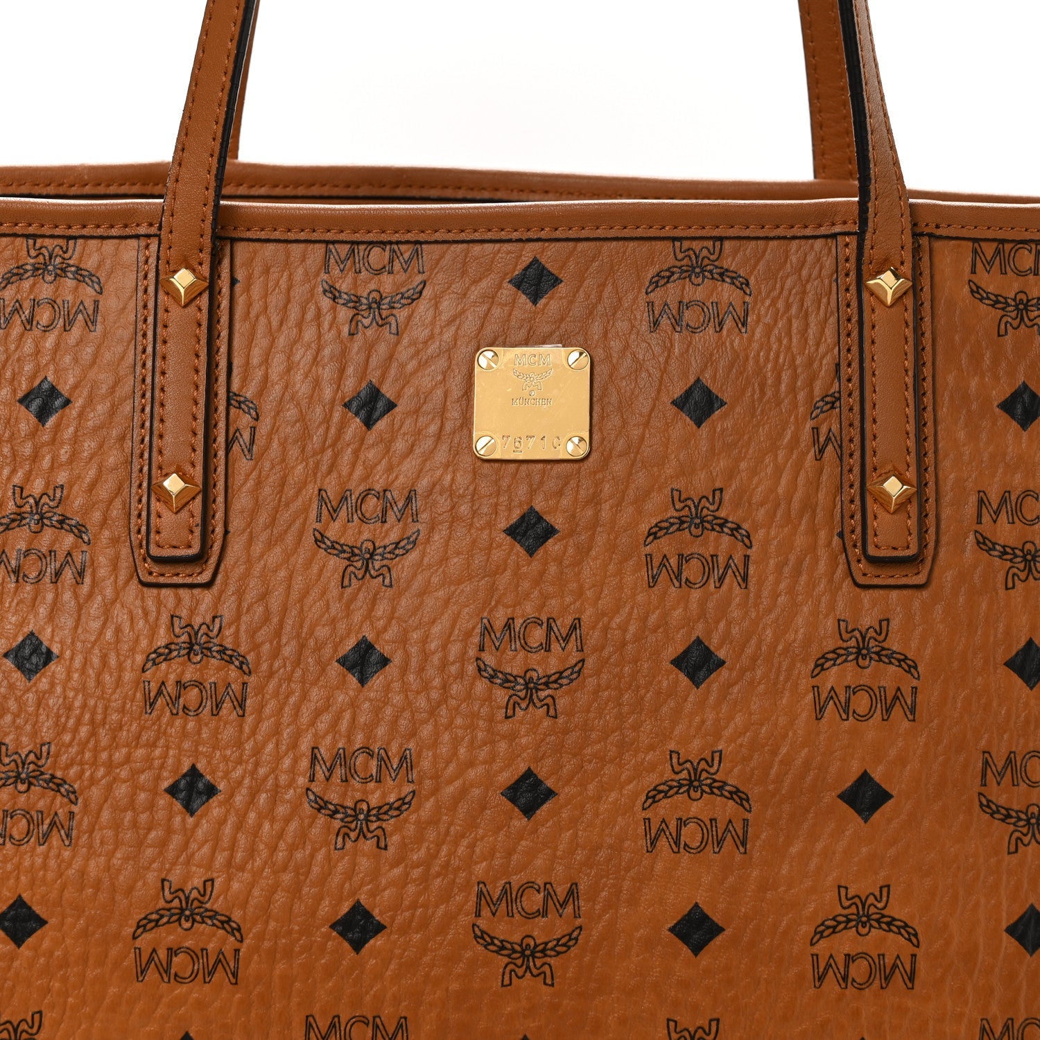Visetos Medium Anya Top Zip Shopper Tote Cognac