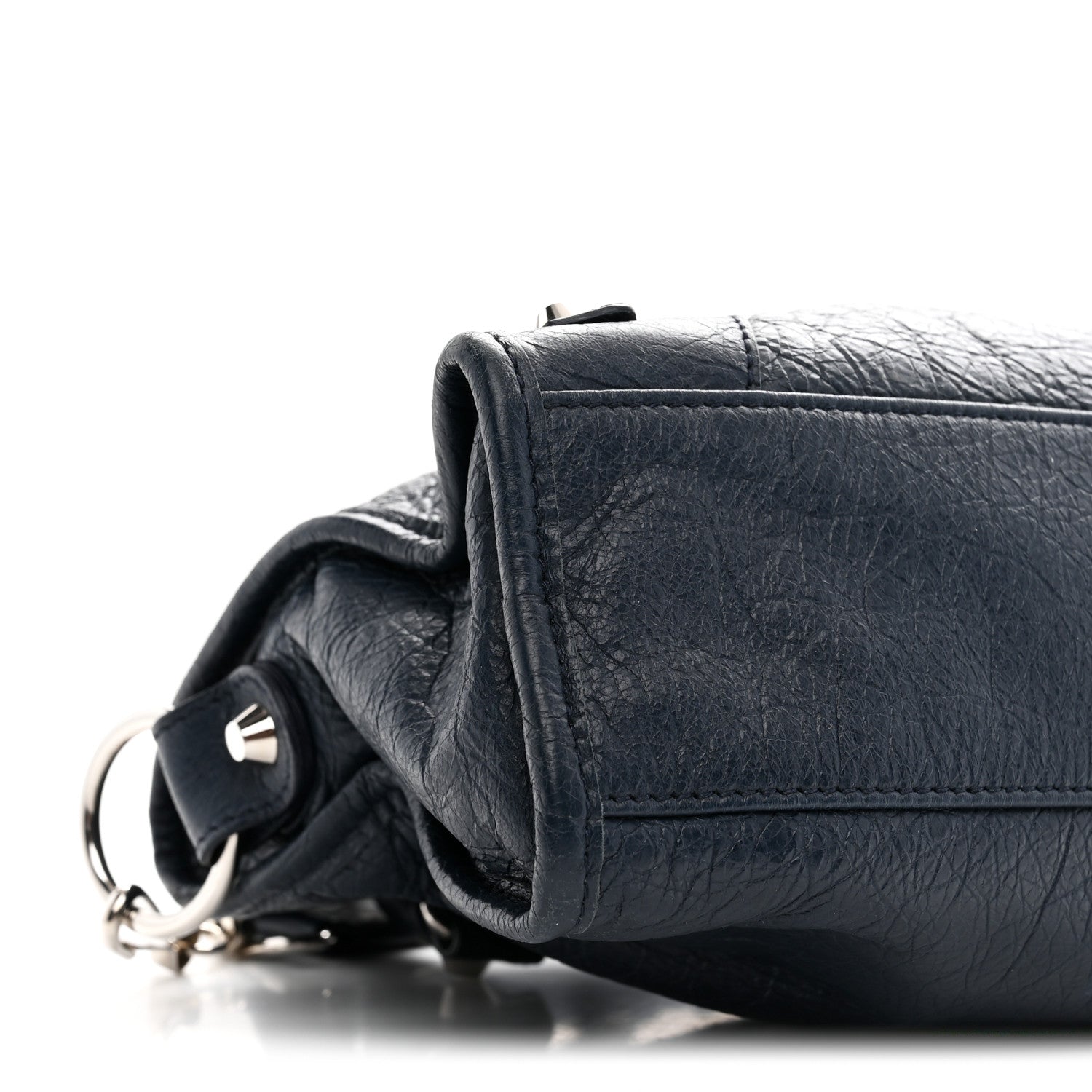 Agneau Classic Silver Hardware Mini City Bleu De Minuit