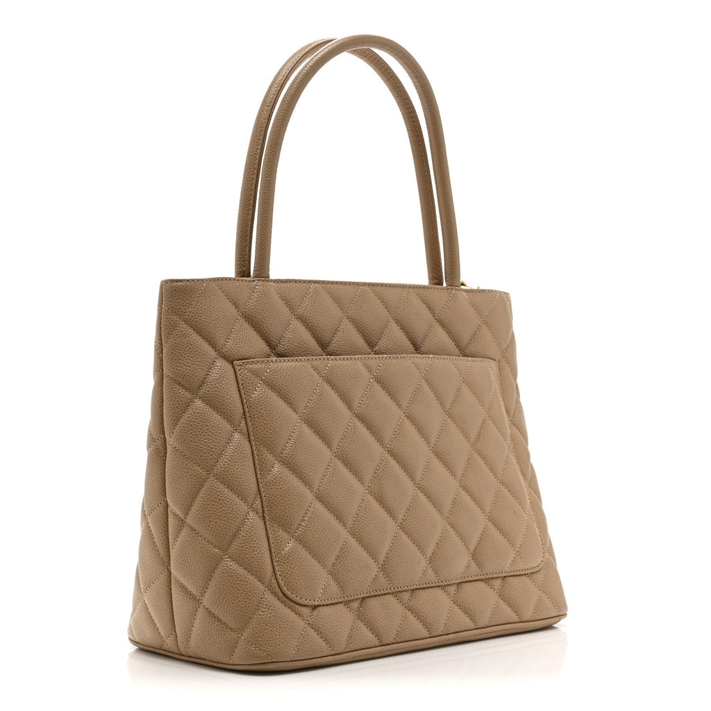 Caviar Quilted Medallion Tote Beige