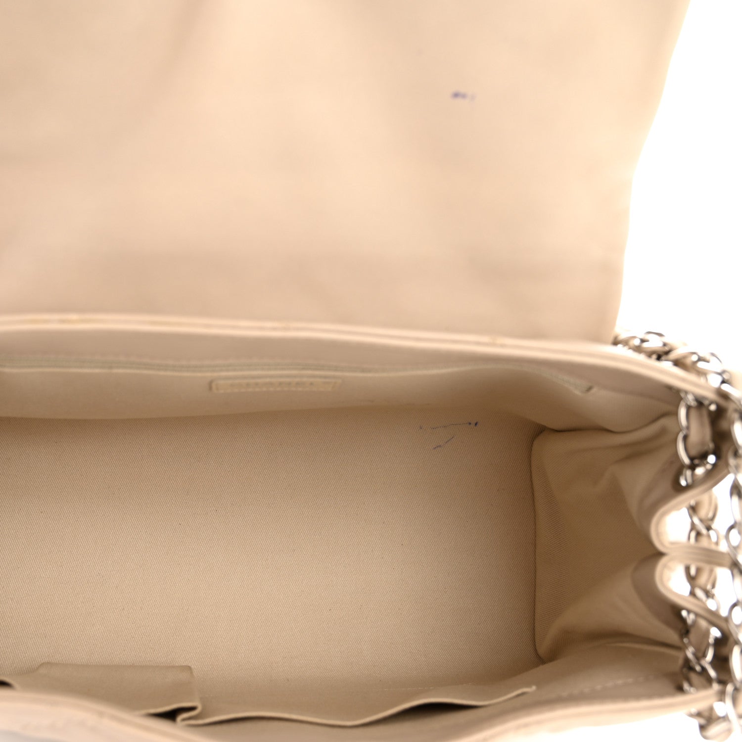 Calfskin Double Stitch Large Hamptons Flap Bag Beige