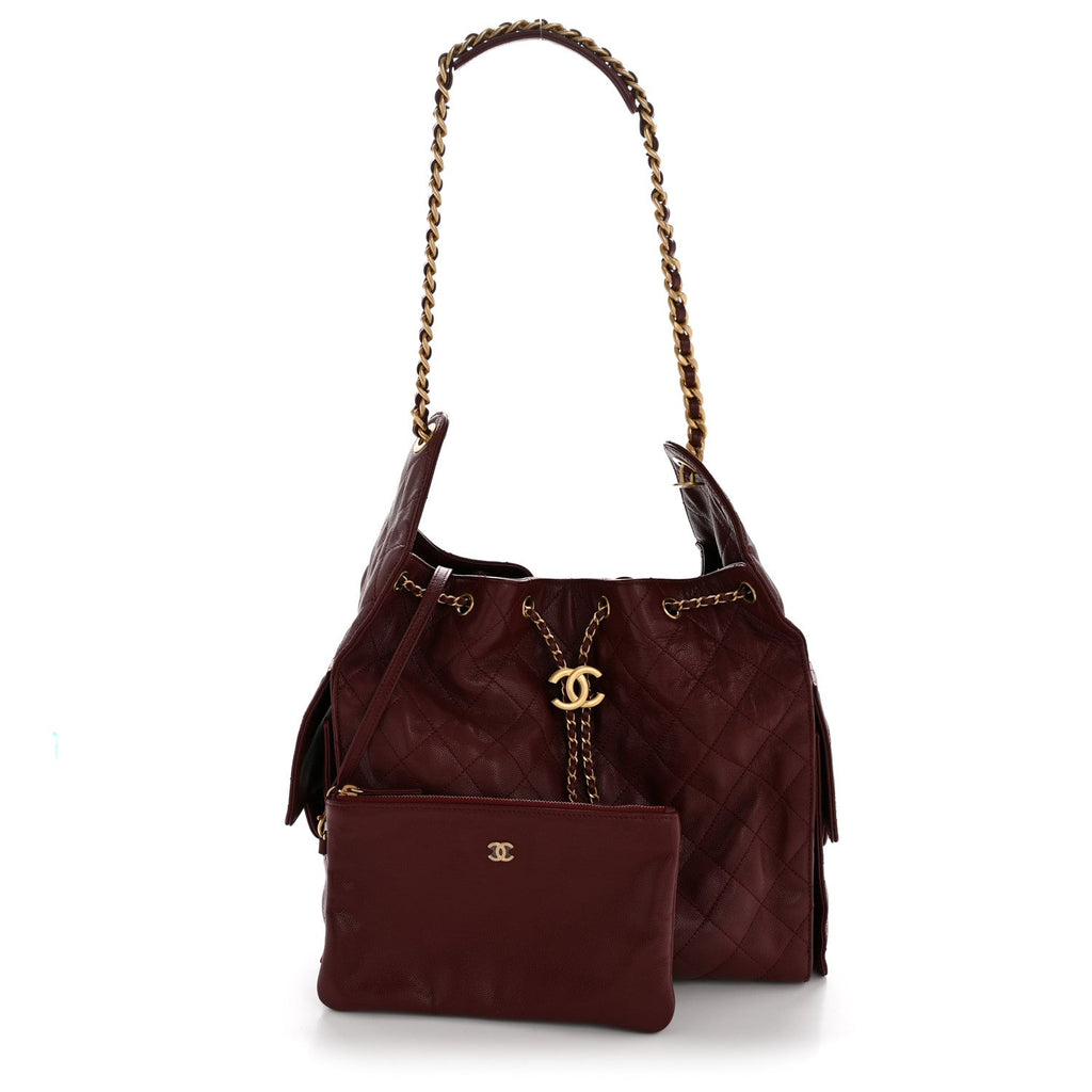 Caviar Quilted Medium Chanel 25 Handbag Burgundy