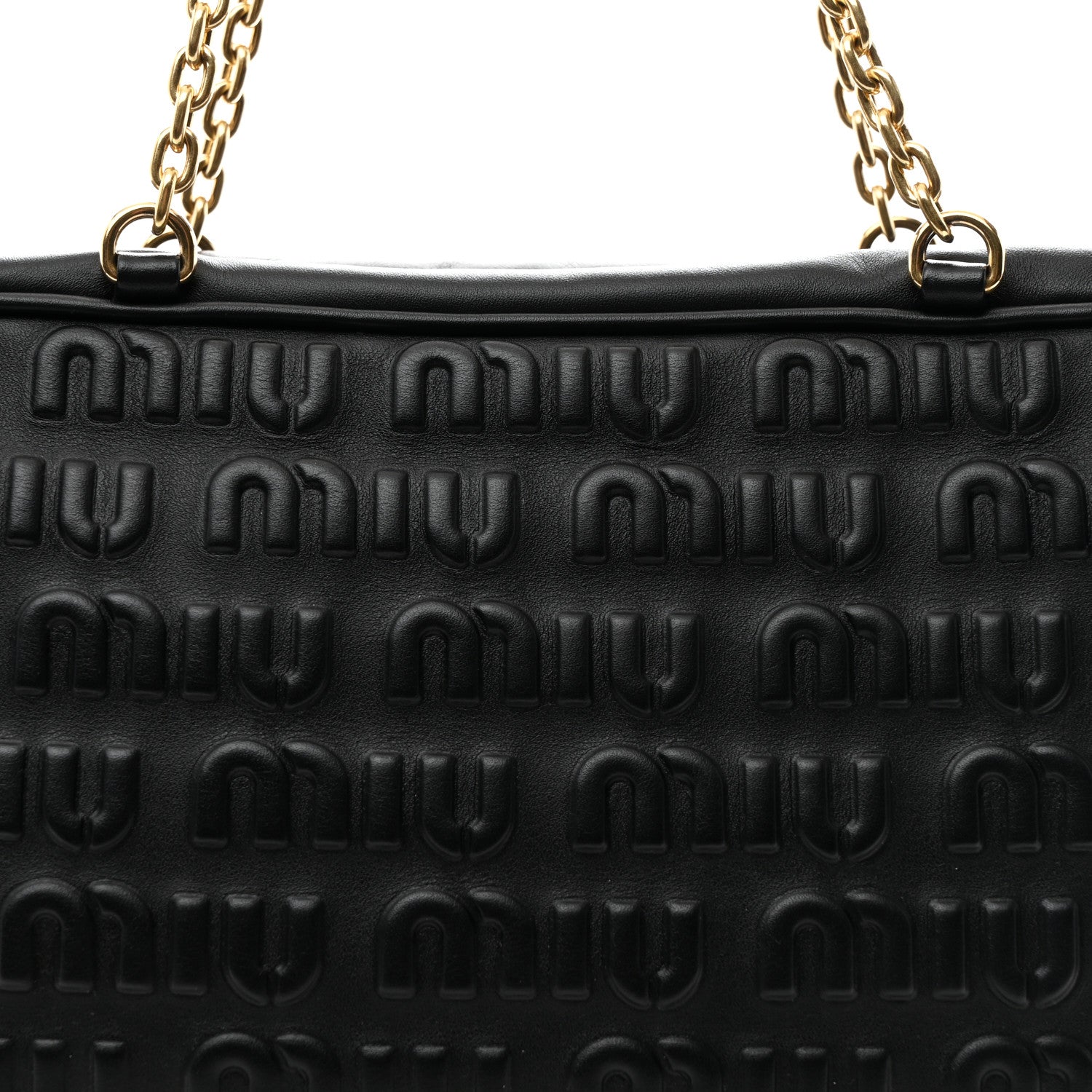 Softy Logo Embossed Chain Shoulder Bag Black