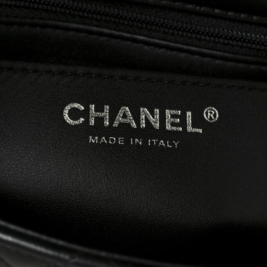 Lambskin Quilted Mini Top Handle Rectangular Flap So Black