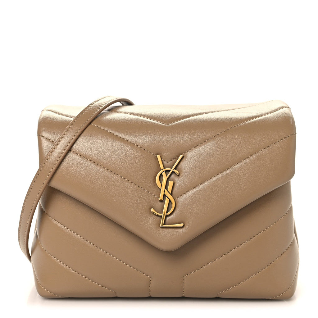 Calfskin Y Quilted Monogram Toy Loulou Crossbody Bag Dark Beige