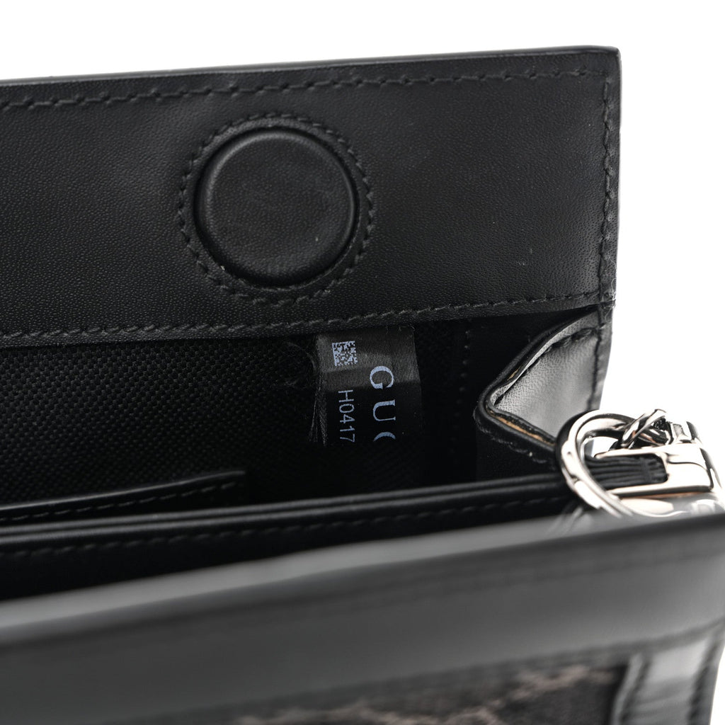 Jacquard Black Denim GG Monogram Chain Shoulder Bag Black Ivory