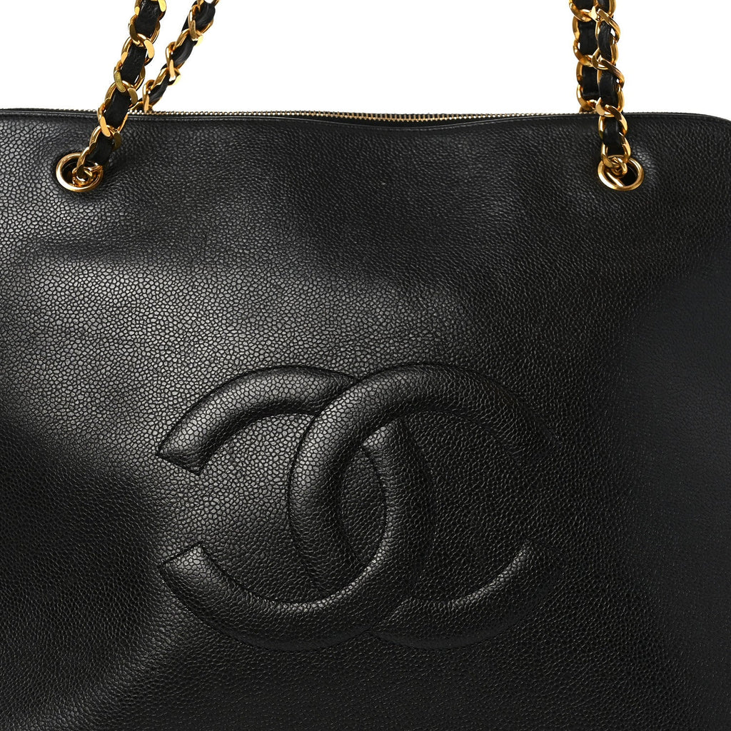 Caviar Large CC Shoulder Bag Black