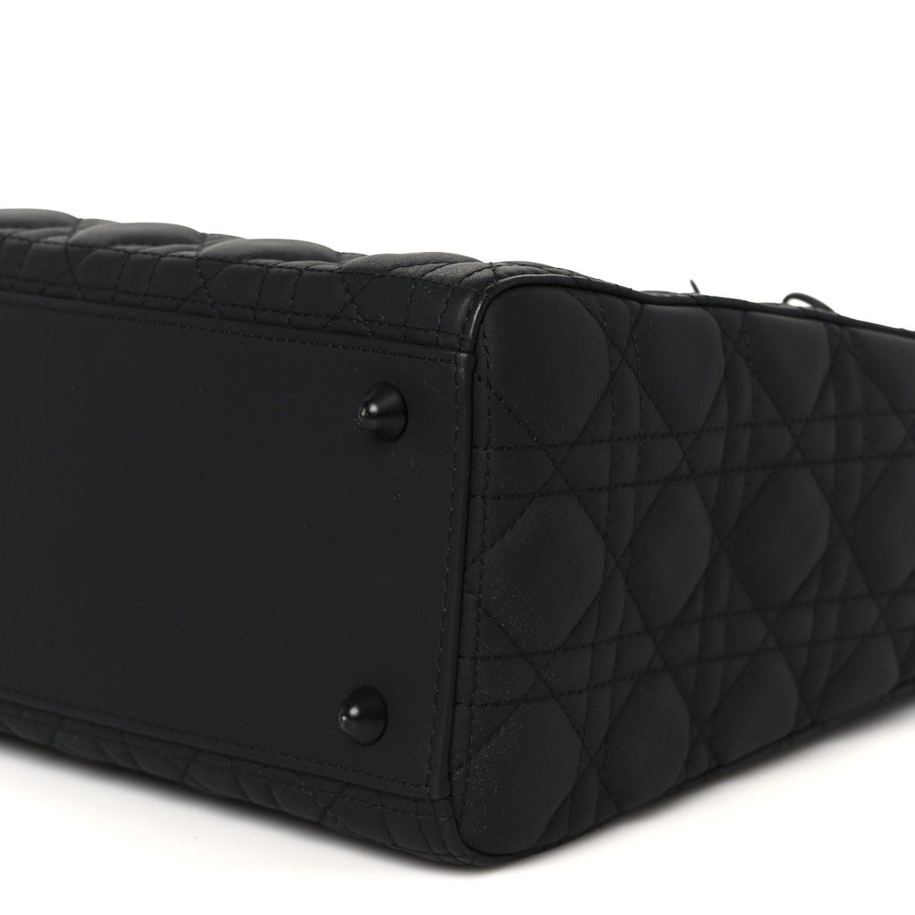 Ultra Matte Calfskin Cannage Large Lady Dior Black