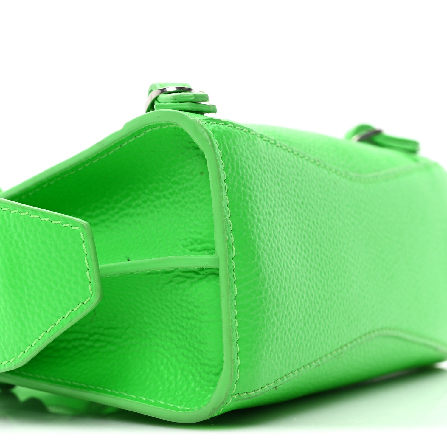 Grained Calfskin Neo Classic Silver Hardware Nano City Crossbody Fluo Green