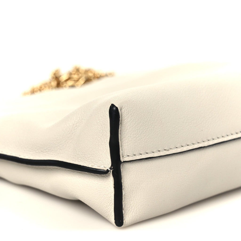 Calfskin Nano Flamenco Knot Clutch Soft White
