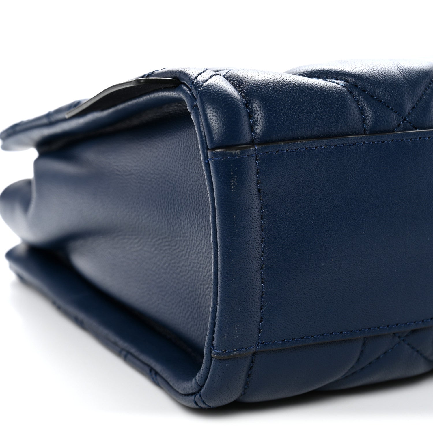 Lambskin Quilted Mini Grind Tote Bag Azure Blue