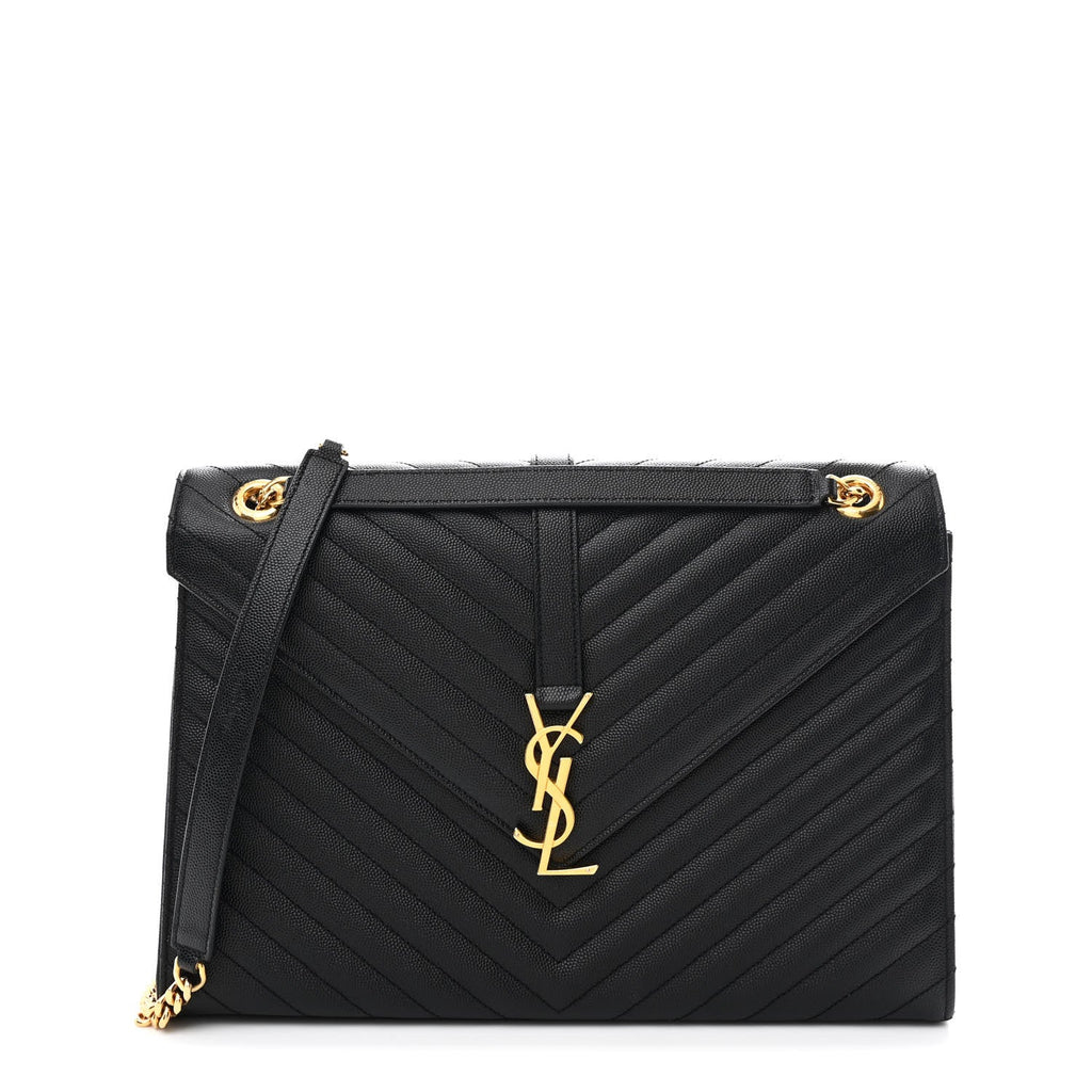 Grain De Poudre Matelasse Chevron Large Monogram Satchel Black