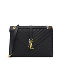 Grain De Poudre Matelasse Chevron Large Monogram Satchel Black