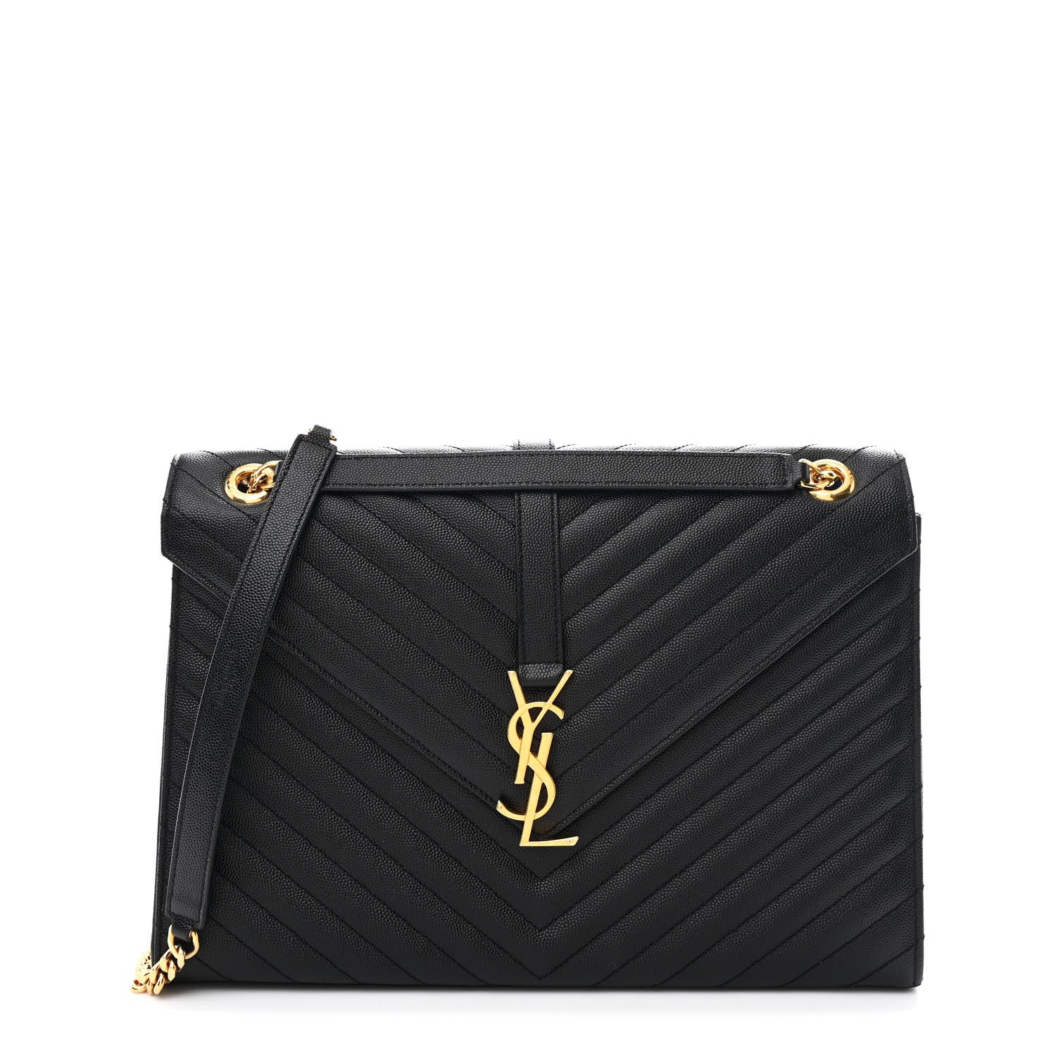 Grain De Poudre Matelasse Chevron Large Monogram Satchel Black