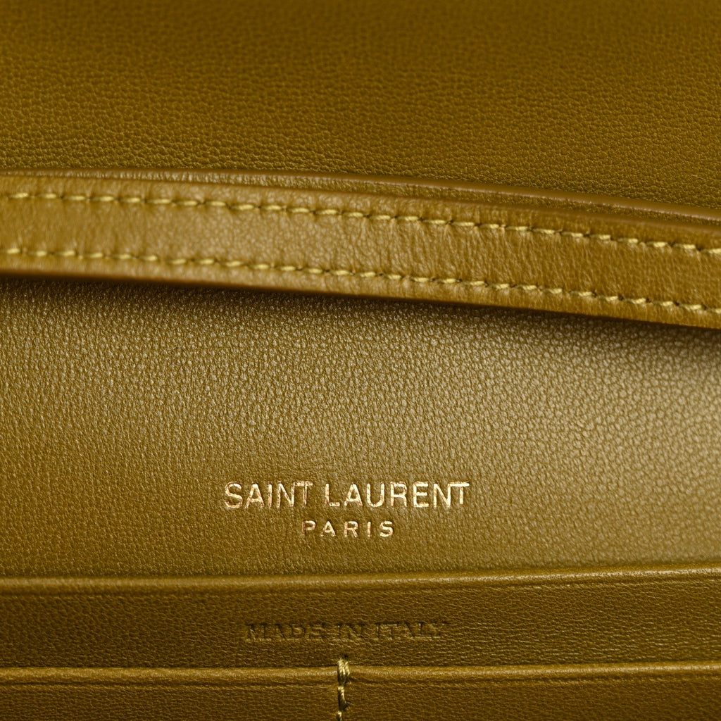 Lambskin Carre Quilted Cassandre Chain Wallet Olive Drab