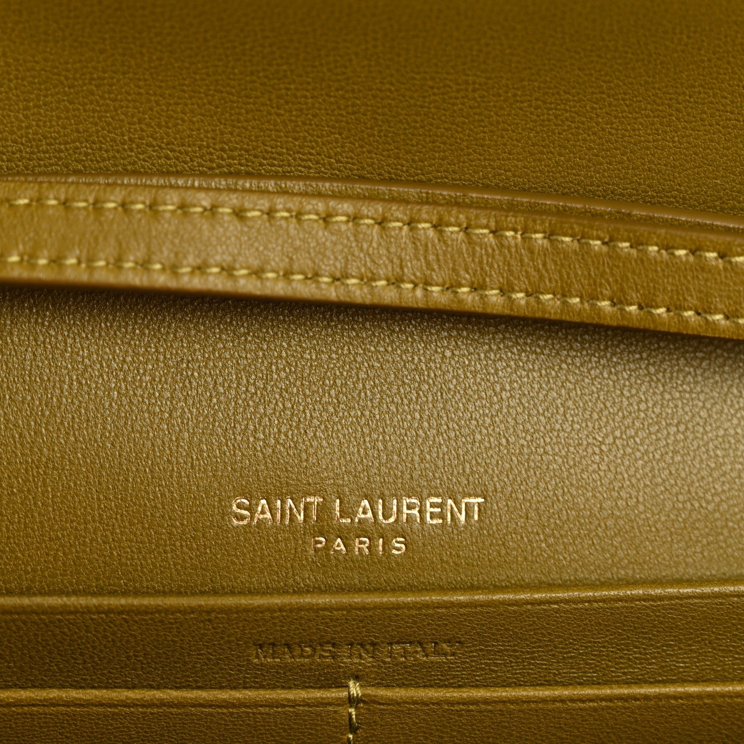 Lambskin Carre Quilted Cassandre Chain Wallet Olive Drab