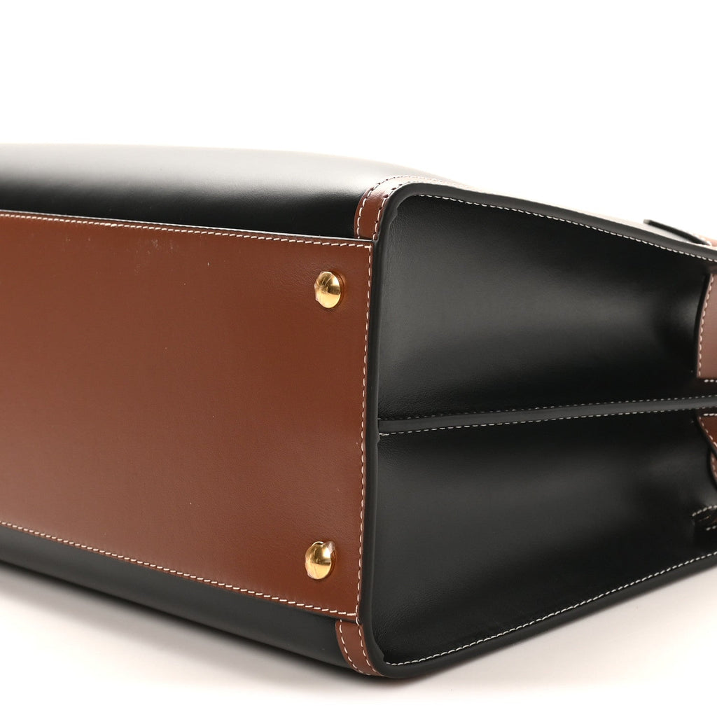 Calfskin Vintage Check Medium Two Handle Title Bag Black