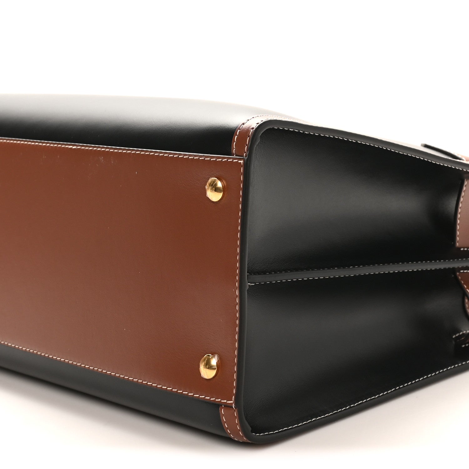 Calfskin Vintage Check Medium Two Handle Title Bag Black
