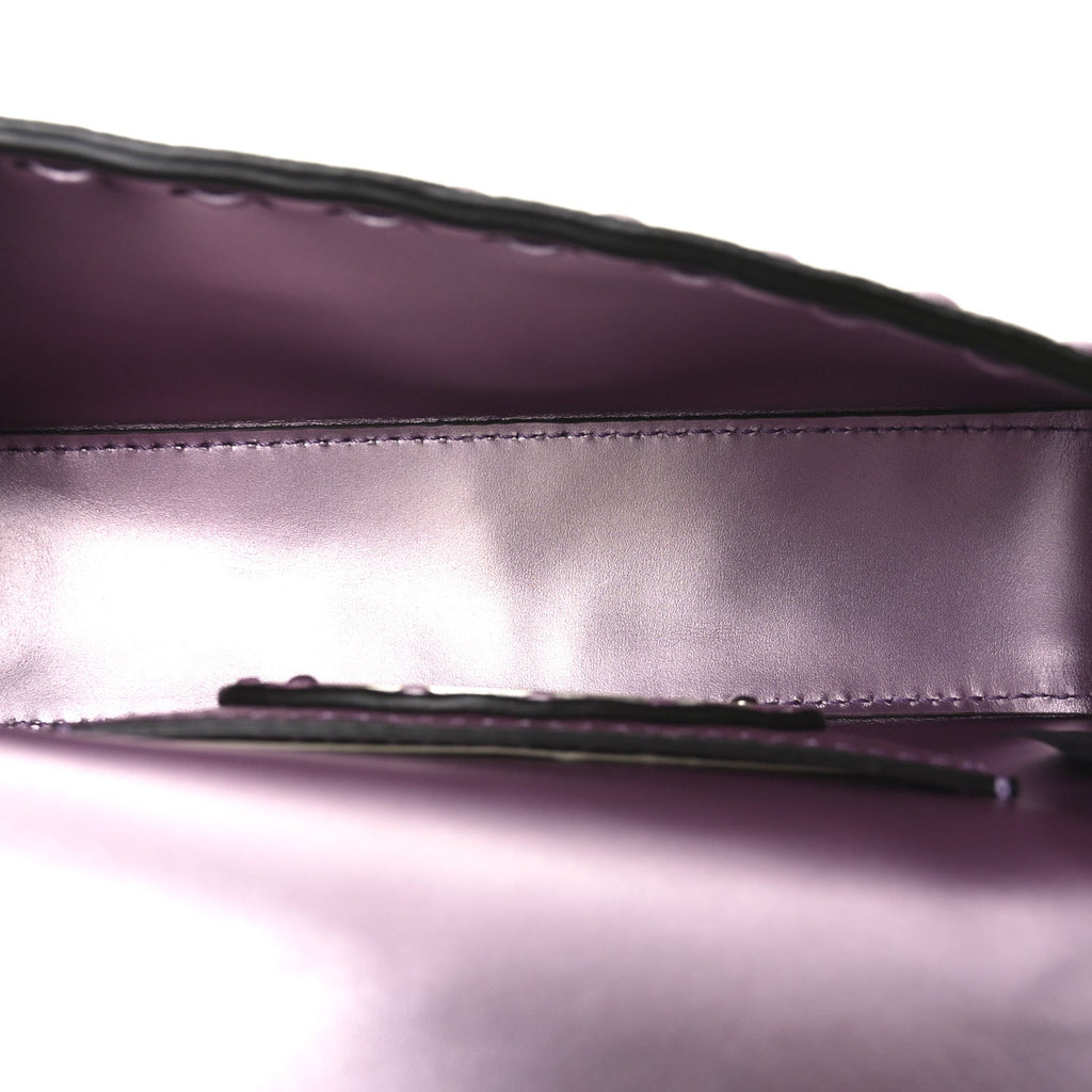 Metallic Cuoio Roma Sellerissima Nappa Sintetica Tape Stitch Mini Baguette Rosa Placca Argento