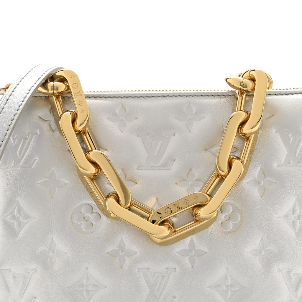 Lambskin Embossed Monogram Coussin BB Silver