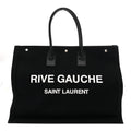 Linen Calfskin Rive Gauche Tote Black