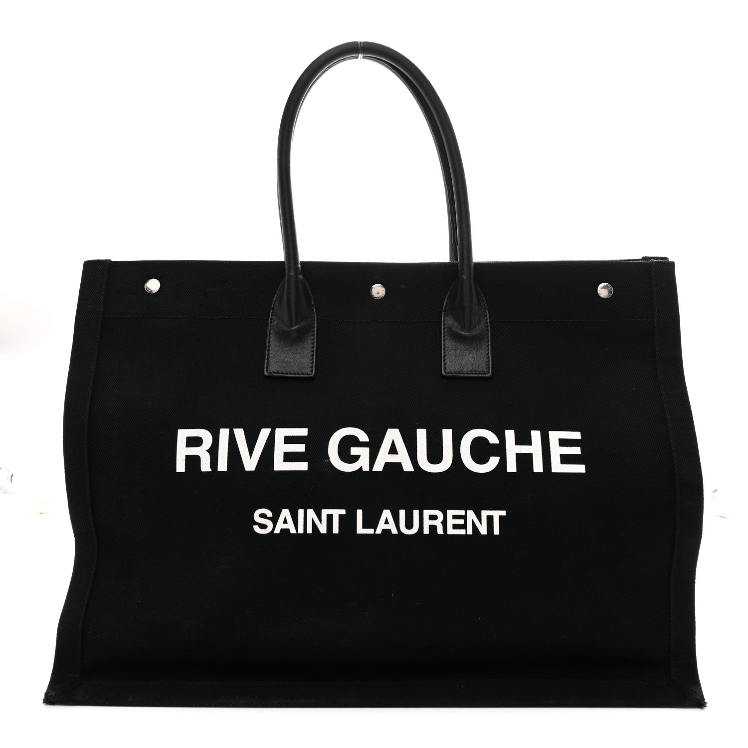 Linen Calfskin Rive Gauche Tote Black