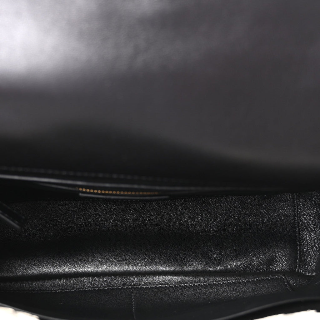 Nappa Large Roman Stud Shoulder Bag Black White