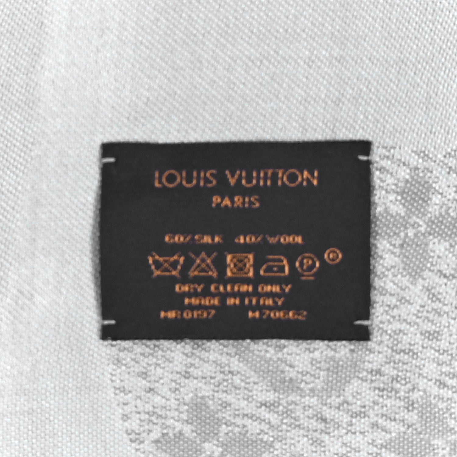 Silk Wool Monogram Infra Shawl Blue