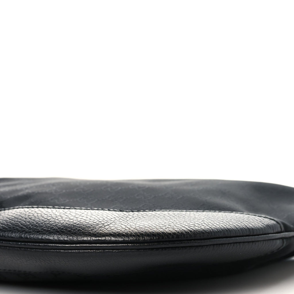 Denim Monogram Large Half Moon Hobo Black