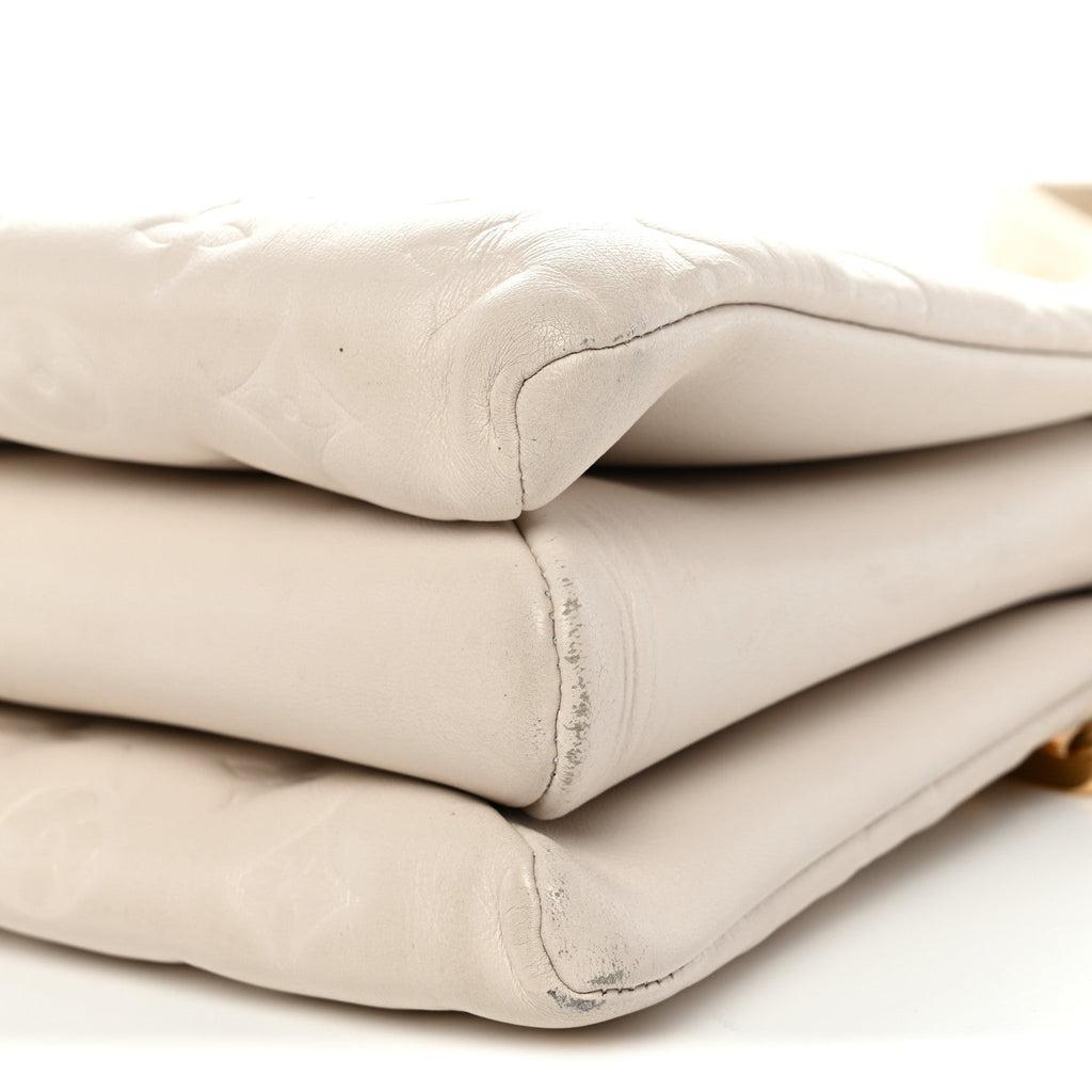 Lambskin Embossed Monogram Coussin PM Beige Cream