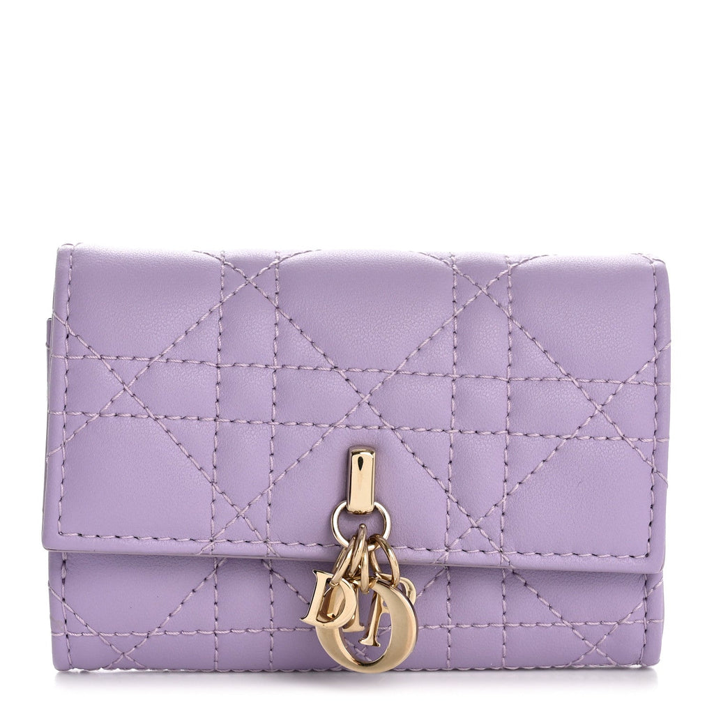 Lambskin Cannage Miss Dior Glycine Wallet Purple