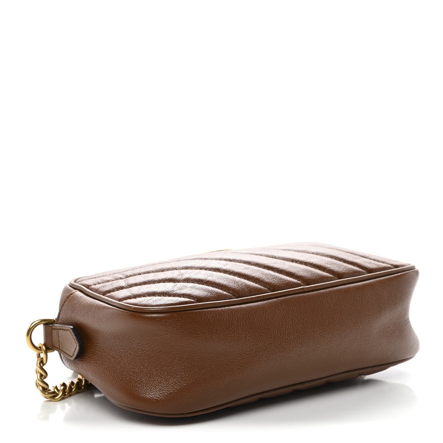 Glazed Calfskin Matelasse Diagonal Small GG Marmont Chain Shoulder Bag Cuir