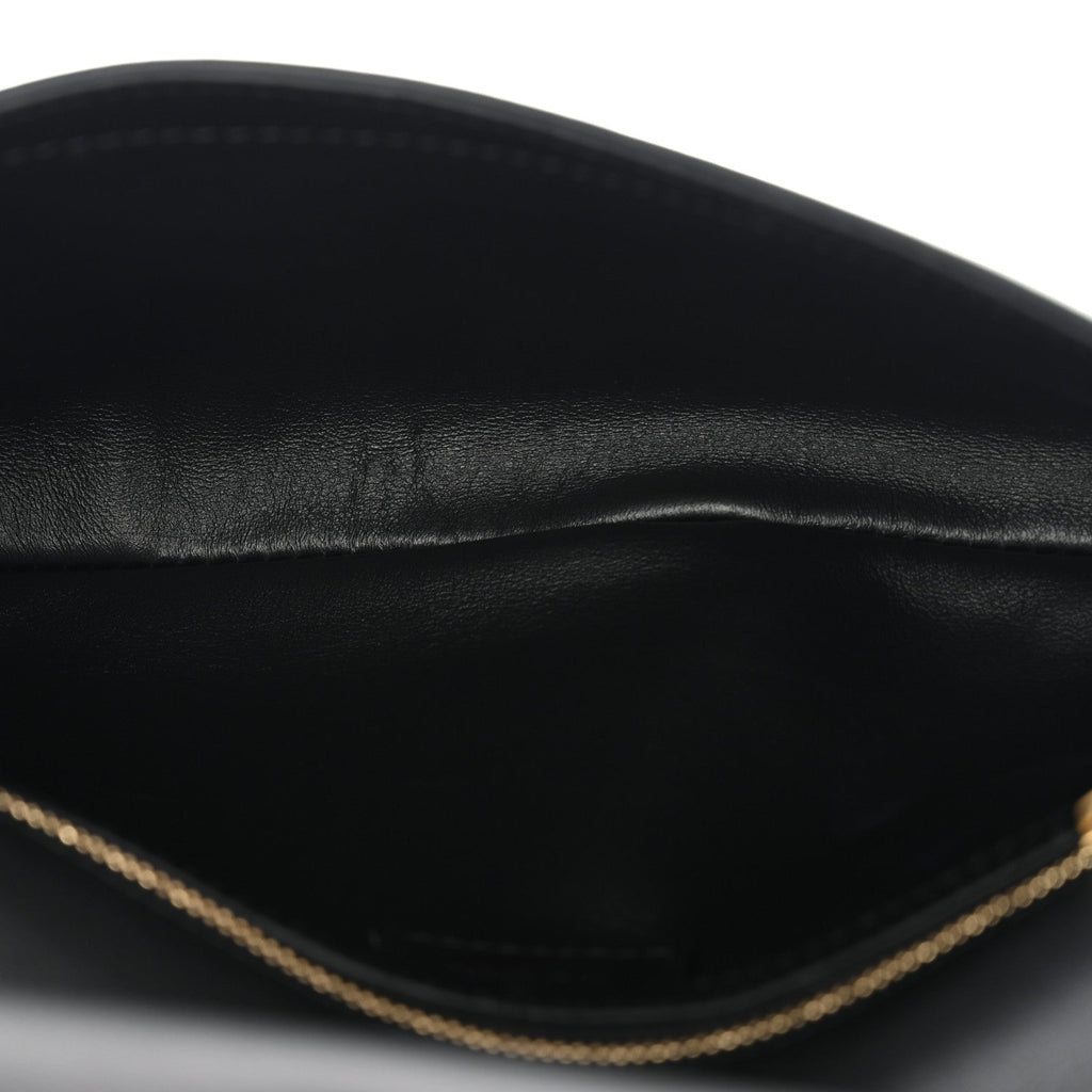 Roxy Calfskin Blondie Chain Shoulder Flap Bag Black