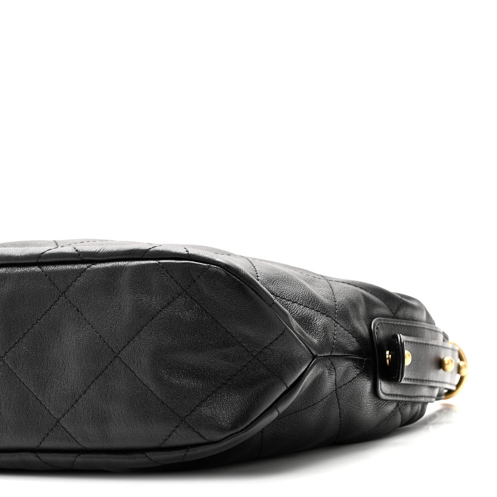 Calfskin Quilted Daily Hobo Black