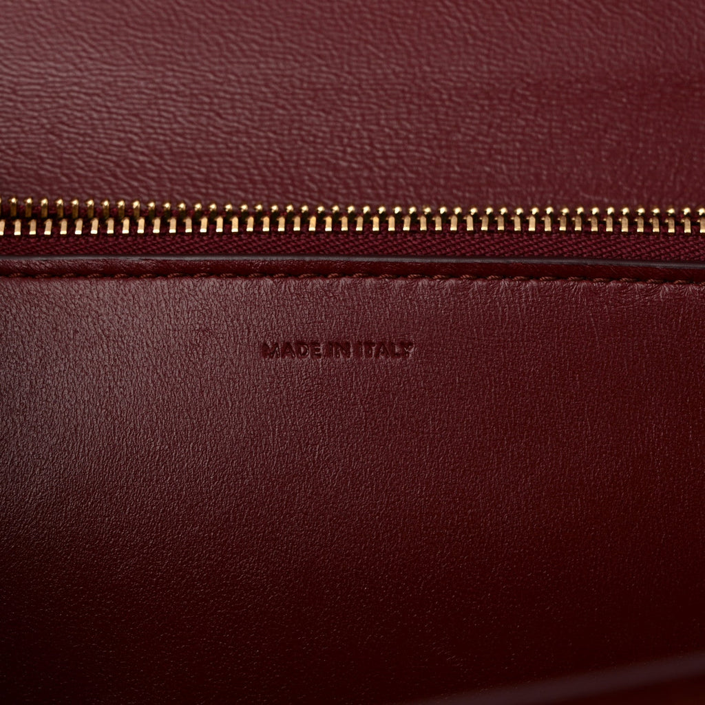 Box Calfskin Medium Classic Box Flap Bag Burgundy