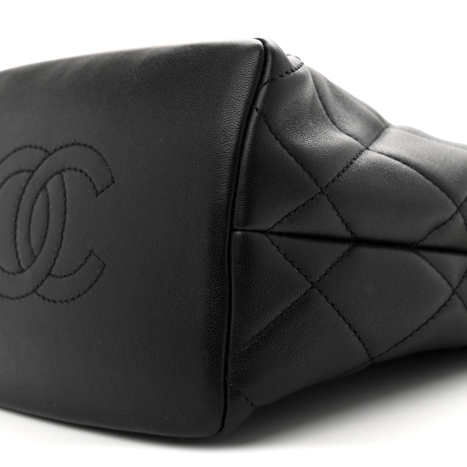 Lambskin Quilted Crystal Small CC Chain Hobo Black