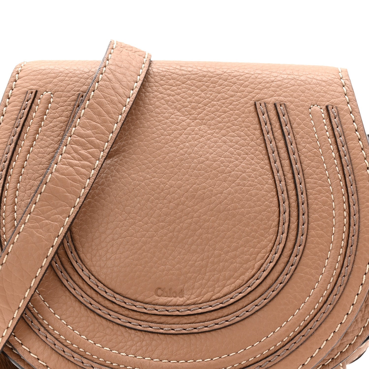Calfskin Mini Marcie Round Crossbody Bag Nut