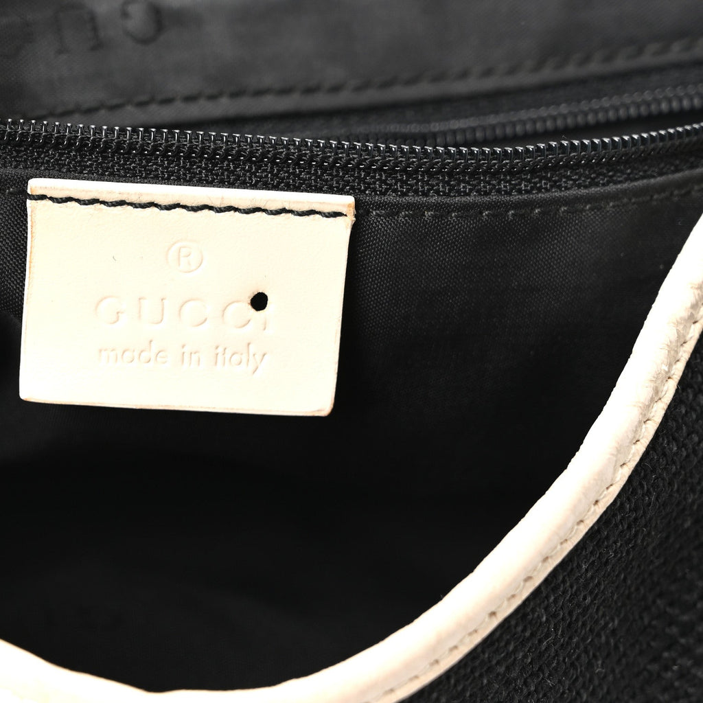 Canvas Calfskin Jackie O Chain Hobo White Black