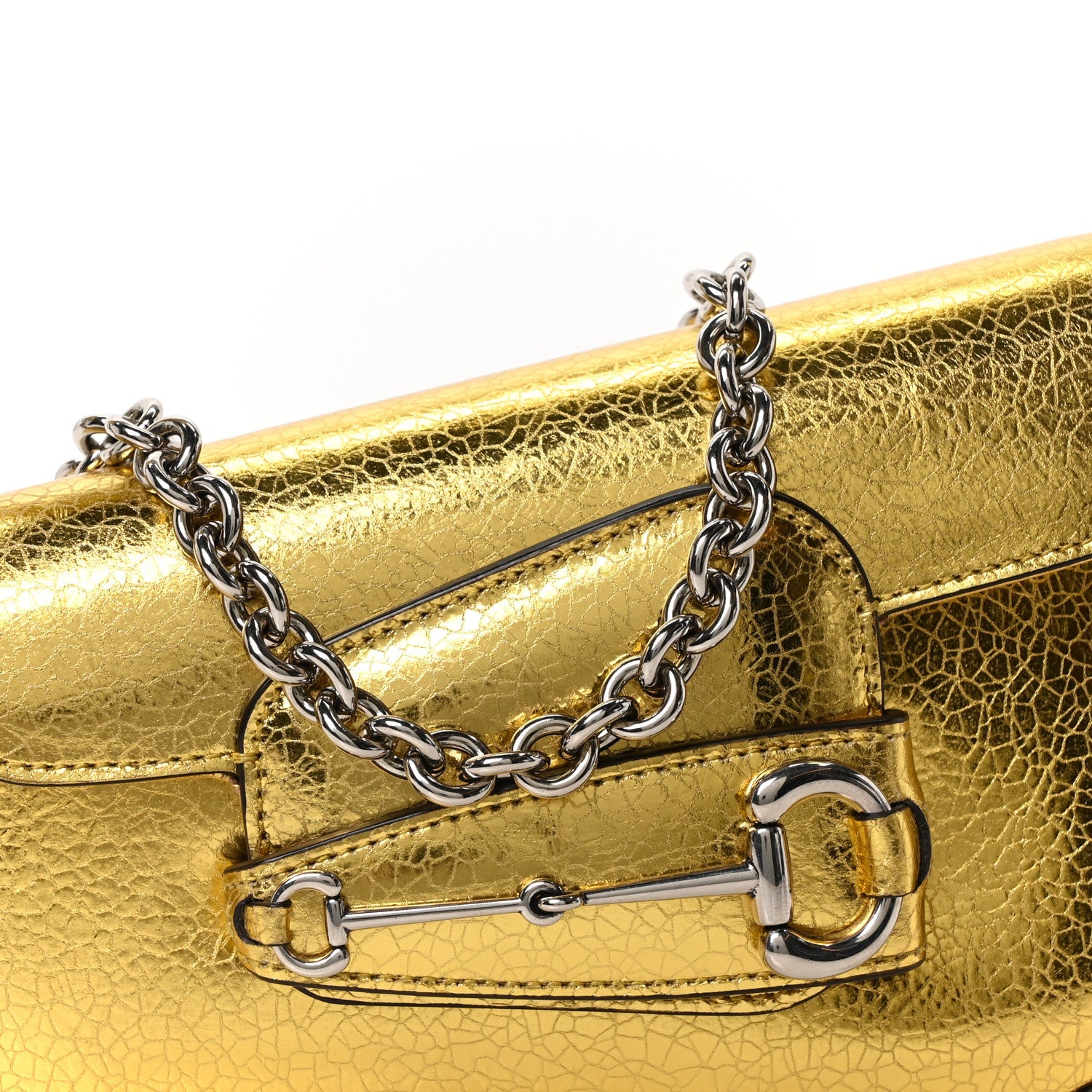 Metallic Demetra Mini Horsebit 1955 Asymmetric Shoulder Bag Gold