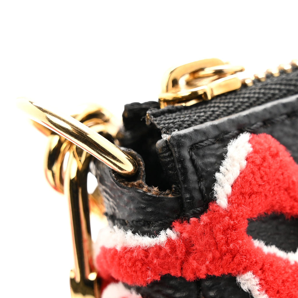 X UF Tufted Monogram Pochette Accessories Black Red