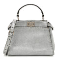 Cuoio Romano Lux Selleria Mini Peekaboo Iconic Satchel Argento