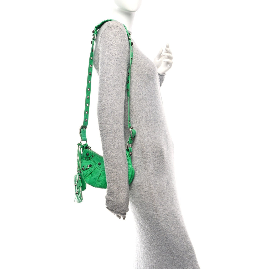 Agneau Arena Le Cagole Shoulder Bag XS Vivid Green