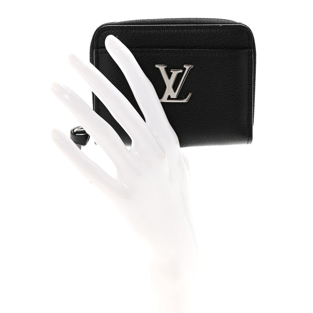 Calfskin Lockme Zippy Coin Purse Black
