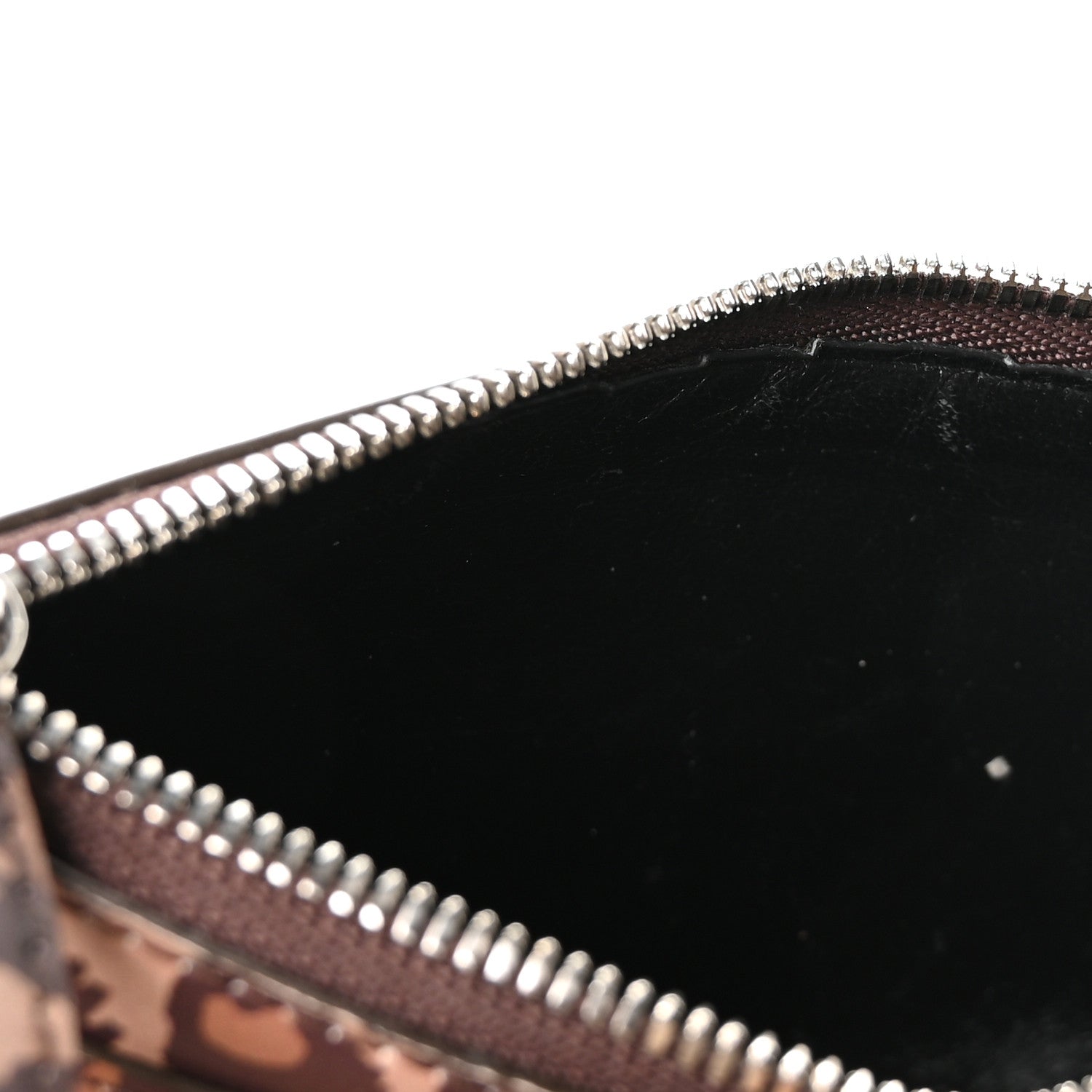 Calfskin Logo Leopard Print Cash Long Coin  Holder Beige White