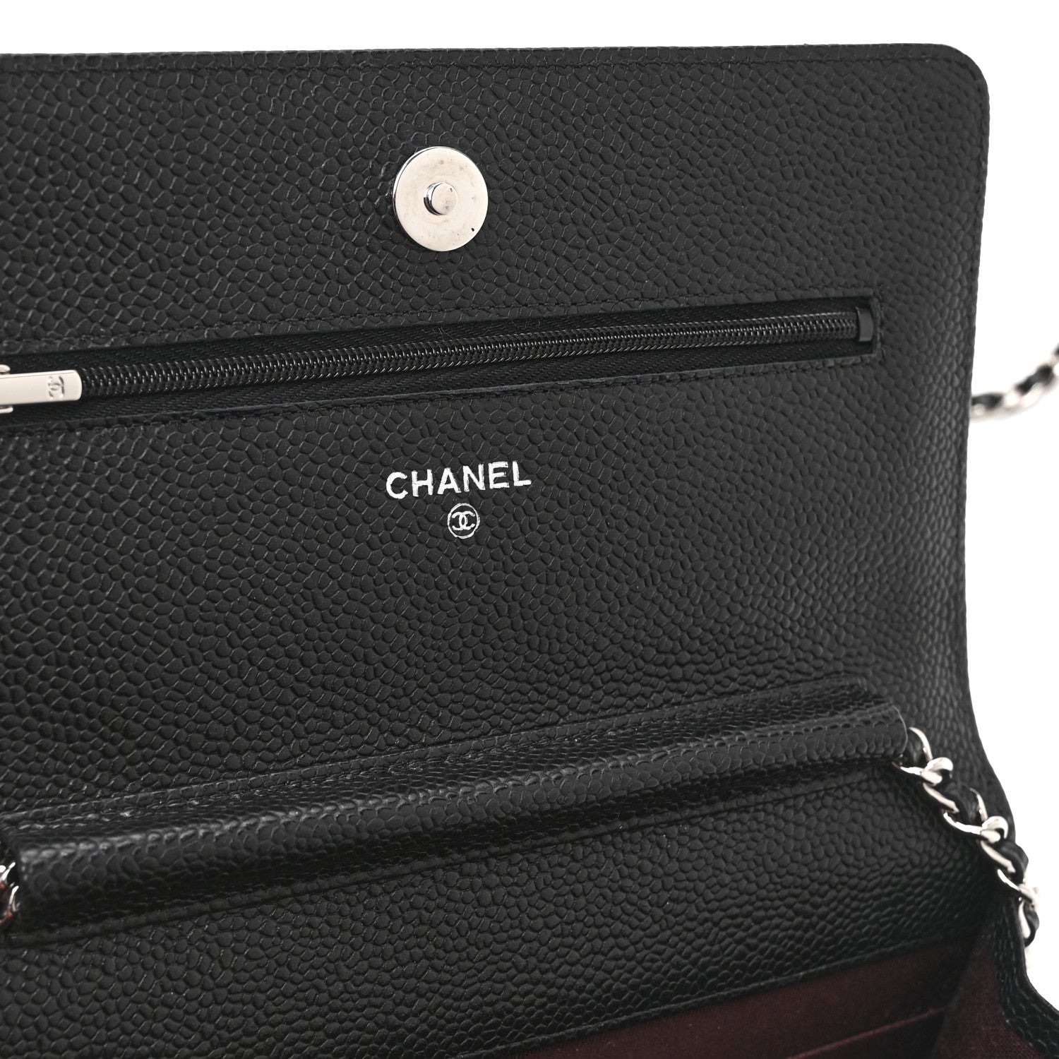 Caviar Quilted Wallet on Chain WOC Black