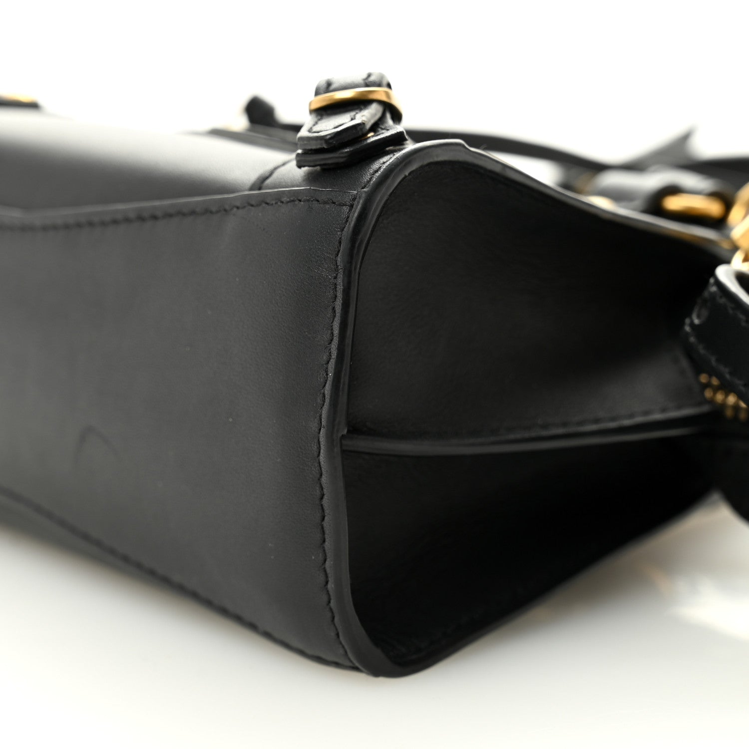 Smooth Calfskin Neo Classic Brass Hardware Nano City Crossbody Black
