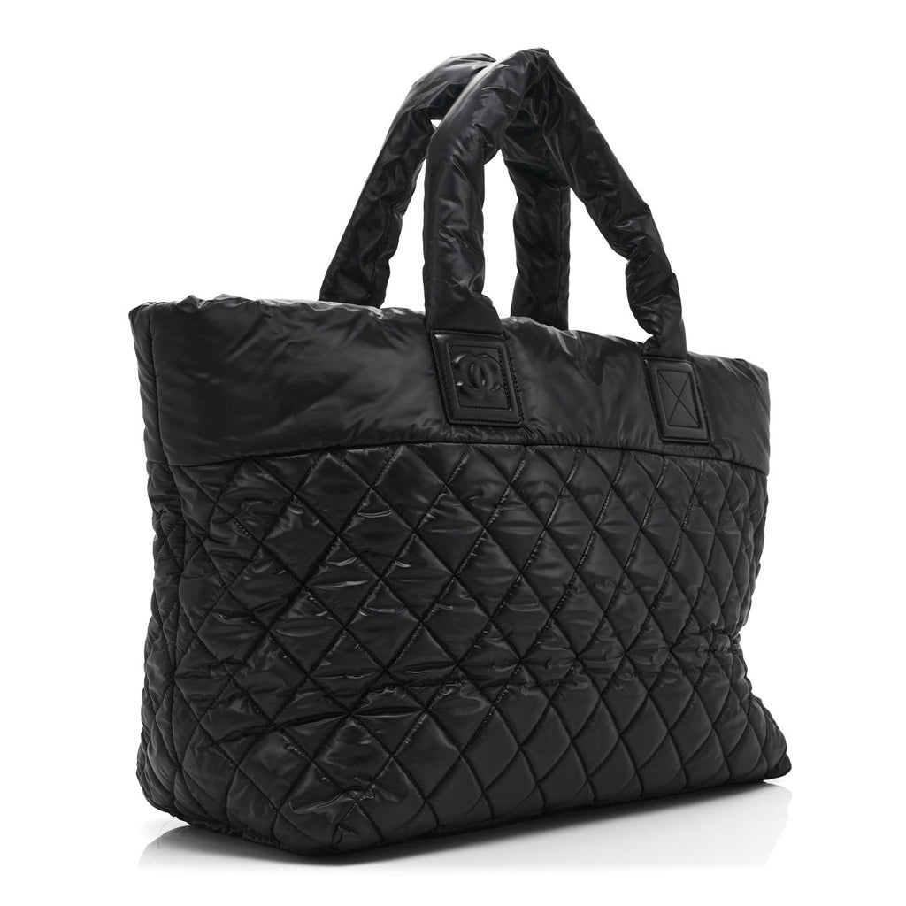 Nylon Quilted Large Coco Cocoon Tote Black